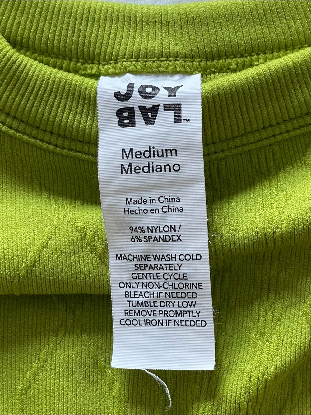 Lime Green Cable Knit JoyLab Sports Bra - Picture 4 of 4